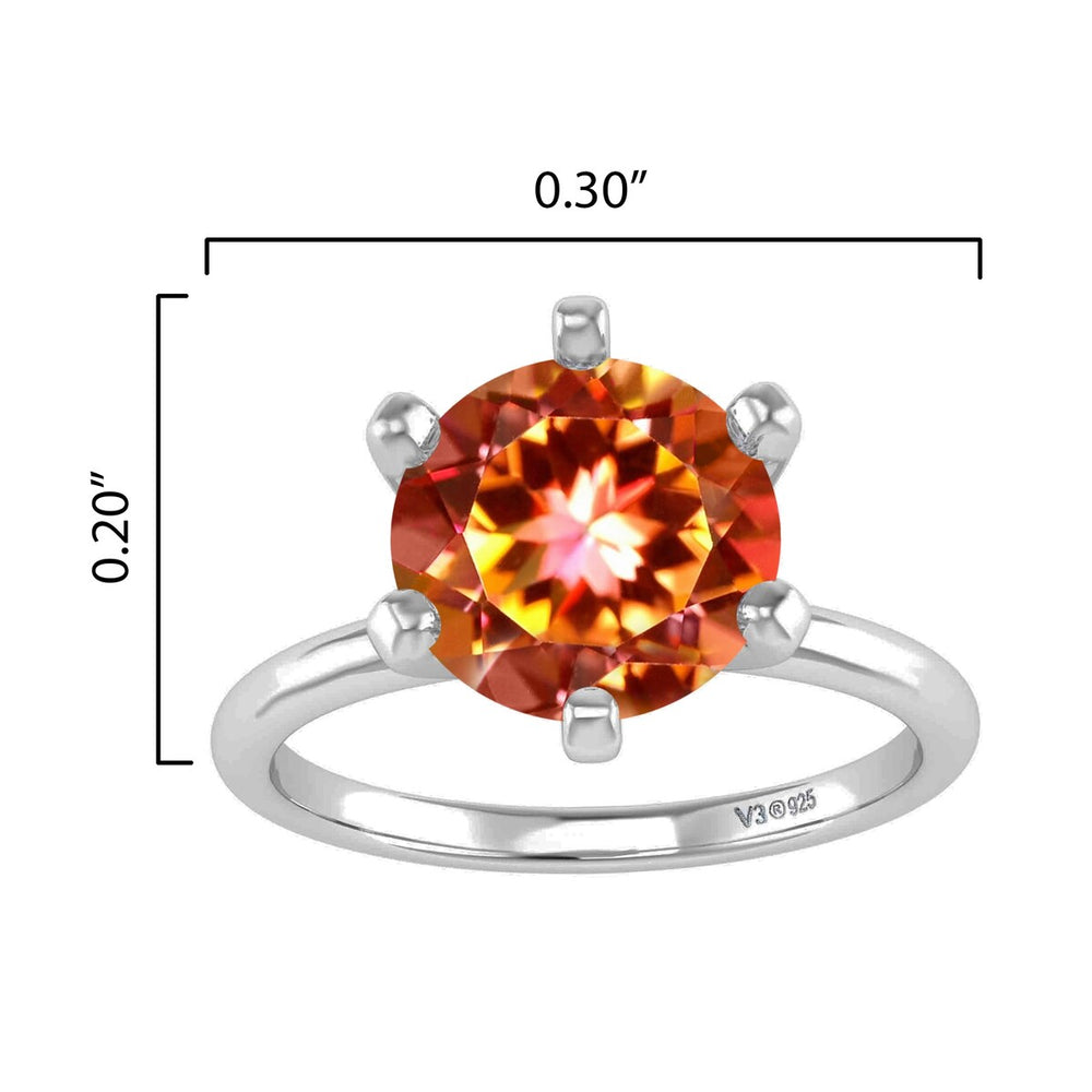 Sterling Silver Round 2.20Ct Fire Topaz Solitaire Ring