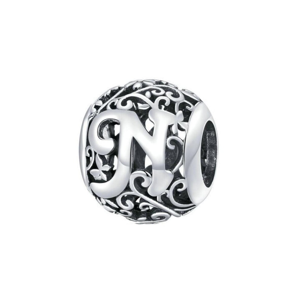 Sterling Silver Round Alphabet Charm