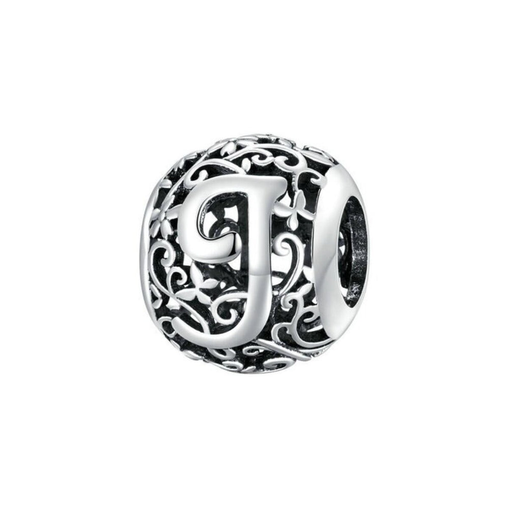 Sterling Silver Round Alphabet Charm