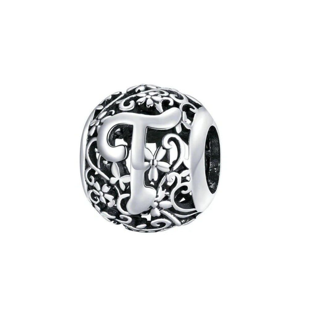 Sterling Silver Round Alphabet Charm