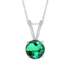 Sterling Silver Round Shape Emerald Solitaire Pendant