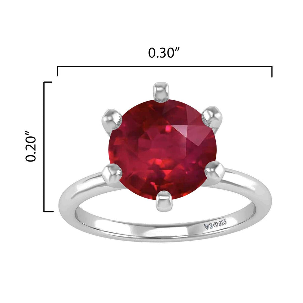 Sterling Silver Ruby Solitaire Ring