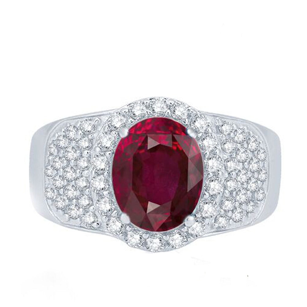 Sterling Silver Ruby and White Topaz Halo Ring