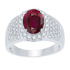 Sterling Silver Ruby and White Topaz Halo Ring