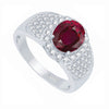 Sterling Silver Ruby and White Topaz Halo Ring