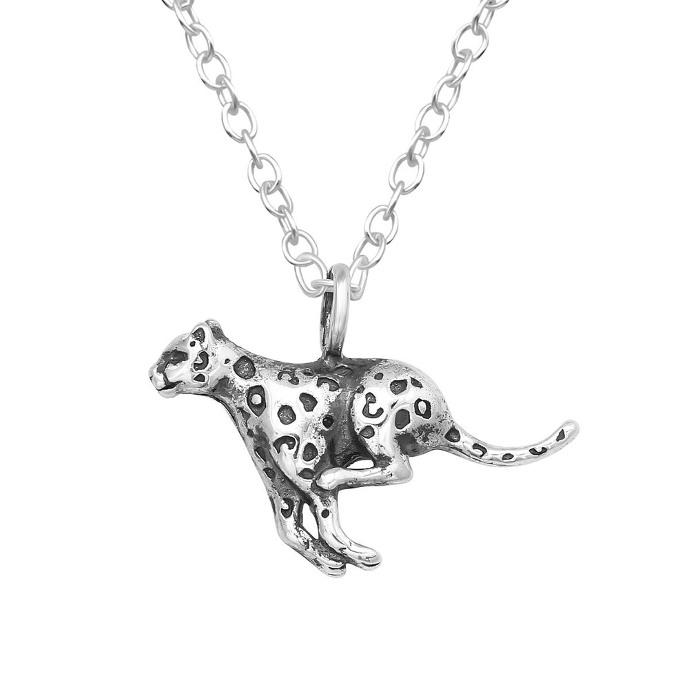 Sterling Silver Running Chita Pendant Necklace - White