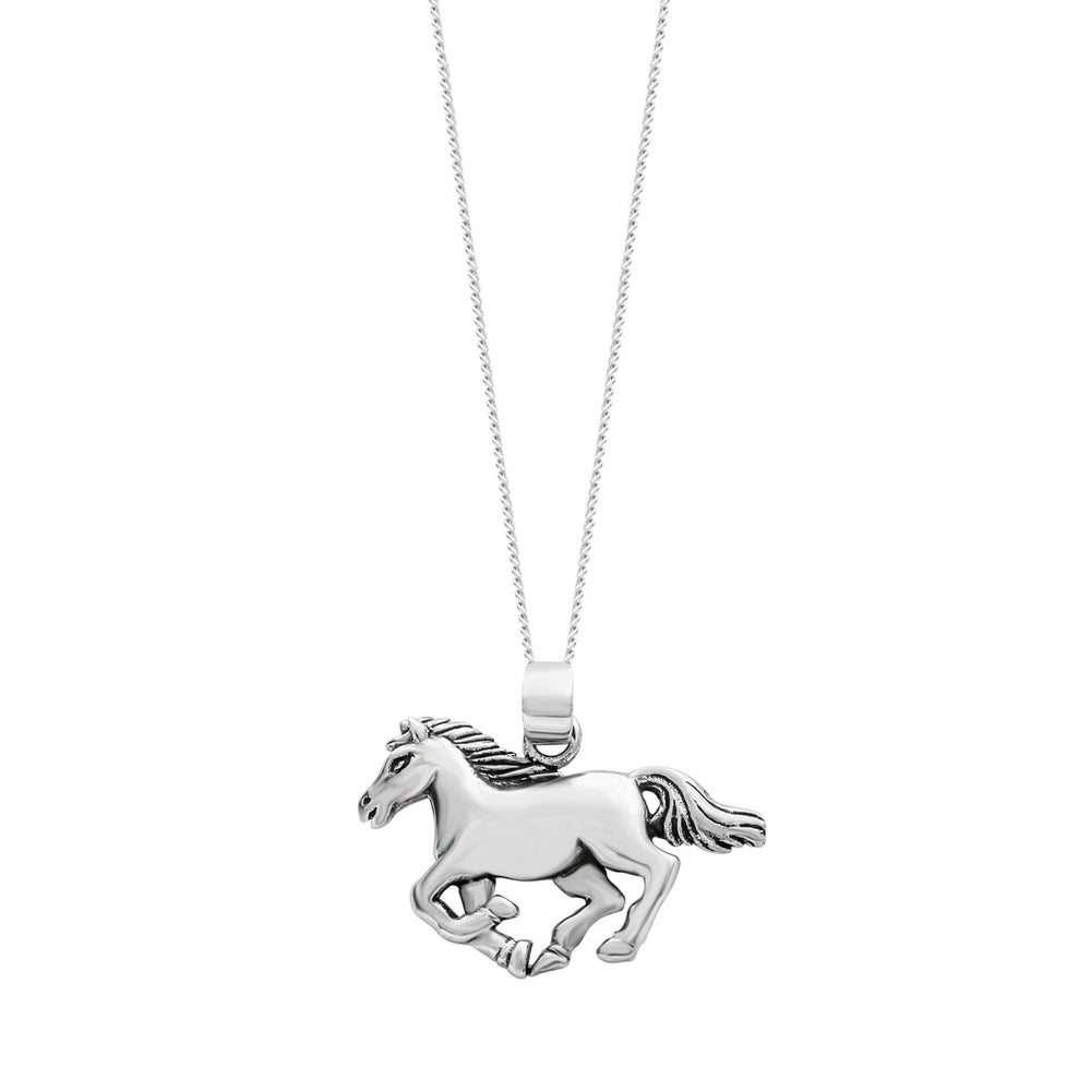 Sterling Silver Running Home Pendant Necklace - White