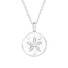 Sterling Silver Sand Dollar Pendant Necklace With Cubic Zirconia - Ag Sterling