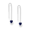 Sterling Silver Sapphire Cubic Zirconia Heart Threader Earrings