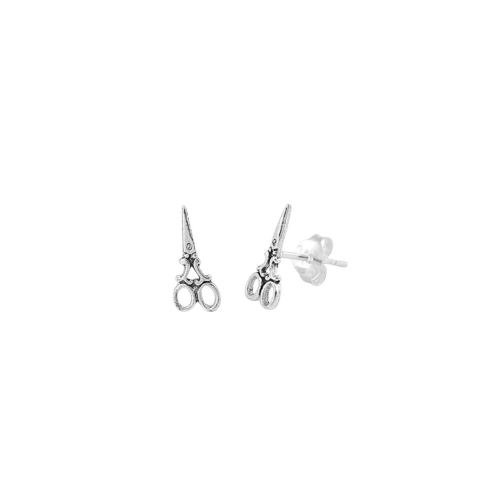 Sterling Silver Scissor Stud Earrings