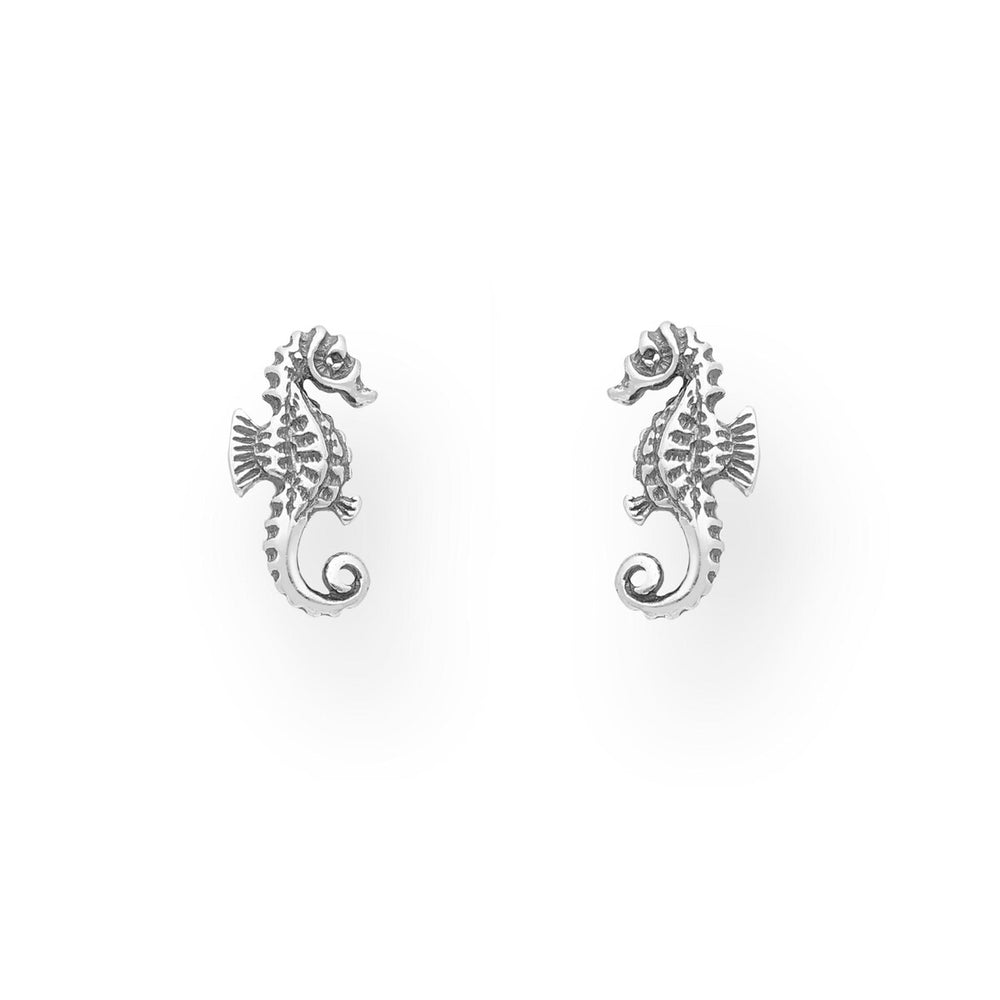 Sterling Silver Seahorse Stud Earrings