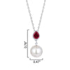 Sterling Silver Shell Pearl and Ruby Drop Pendant