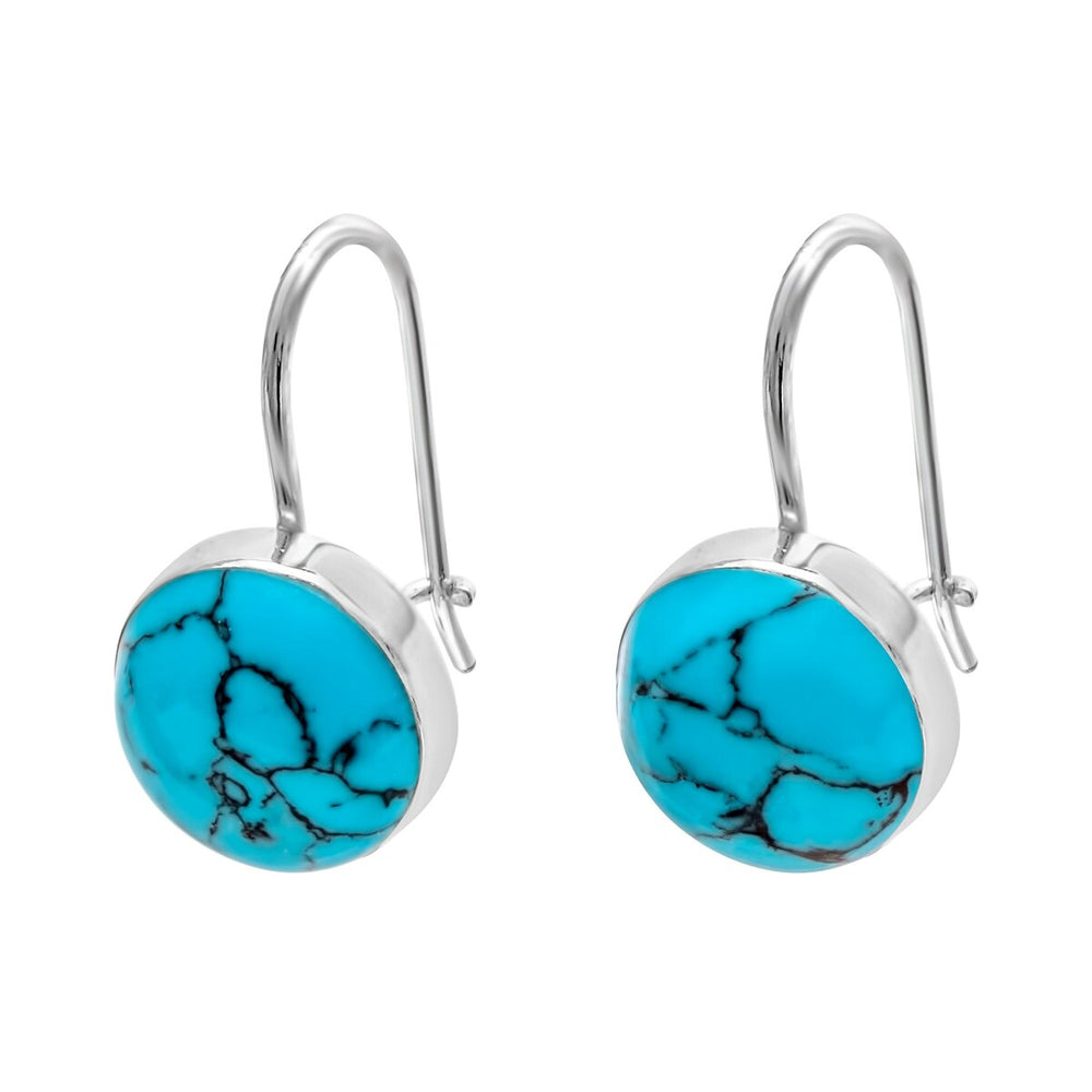 Sterling Silver Simulated Turquoise Circular Threader Earrings