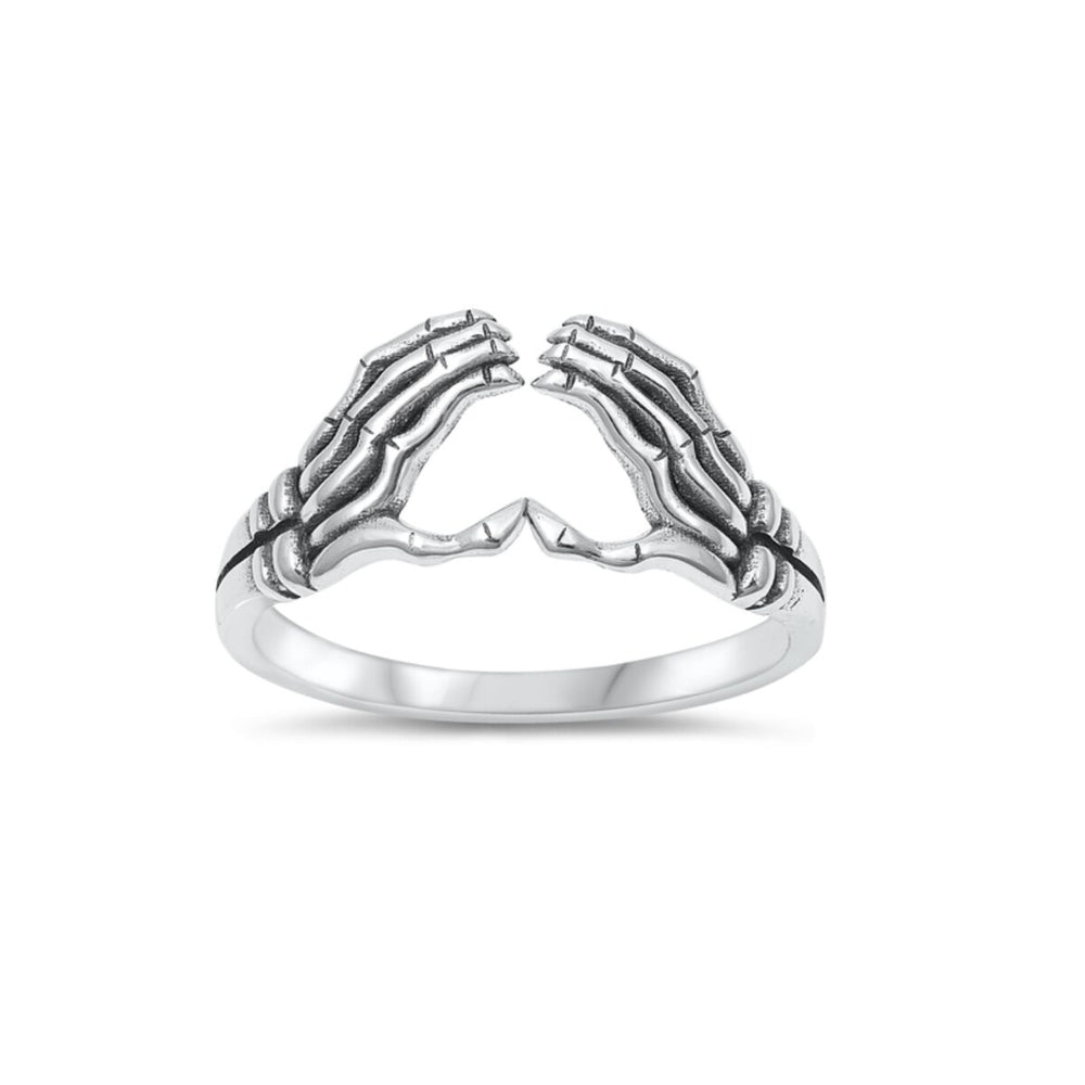 Sterling Silver Skeleton Hands Ring