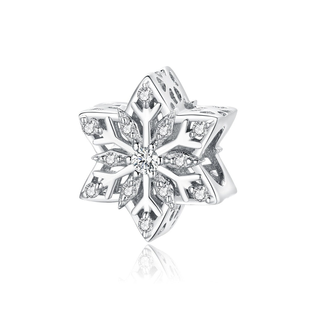 Sterling Silver Snowflake Charm with CZ