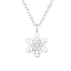 Sterling Silver Snowflake Clustered CZ Pendant Necklace - White