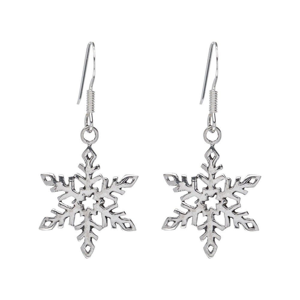 Sterling Silver Snowflake Drop Earrings