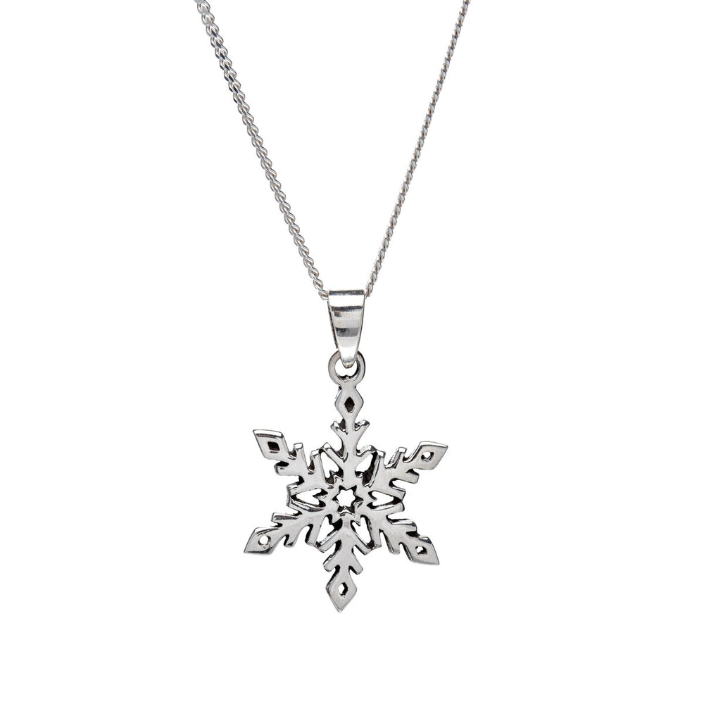 Sterling Silver Snowflake Pendant Necklace - White