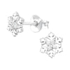 Sterling Silver Snowflake with Clustered CZ Dainty Stud Earrings