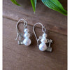 Sterling Silver Snowman Freshwater Pearl with Shovel Earring