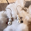 Sterling Silver Snowman Freshwater Pearl with Shovel Earring