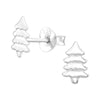 Sterling Silver Snowy Christmas Tree Dainty Stud Earrings