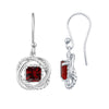 Sterling Silver Square 2.65Ct Natural Garnet Twisted Wire Earrings