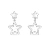 Sterling Silver Star Line and Solid Star Shaped Top Earring