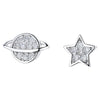 Sterling Silver Star and Planet Earrings with Crystals from Swarovski