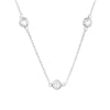 Sterling Silver Station Chain with 3 Checkered Dainty Crystals - White