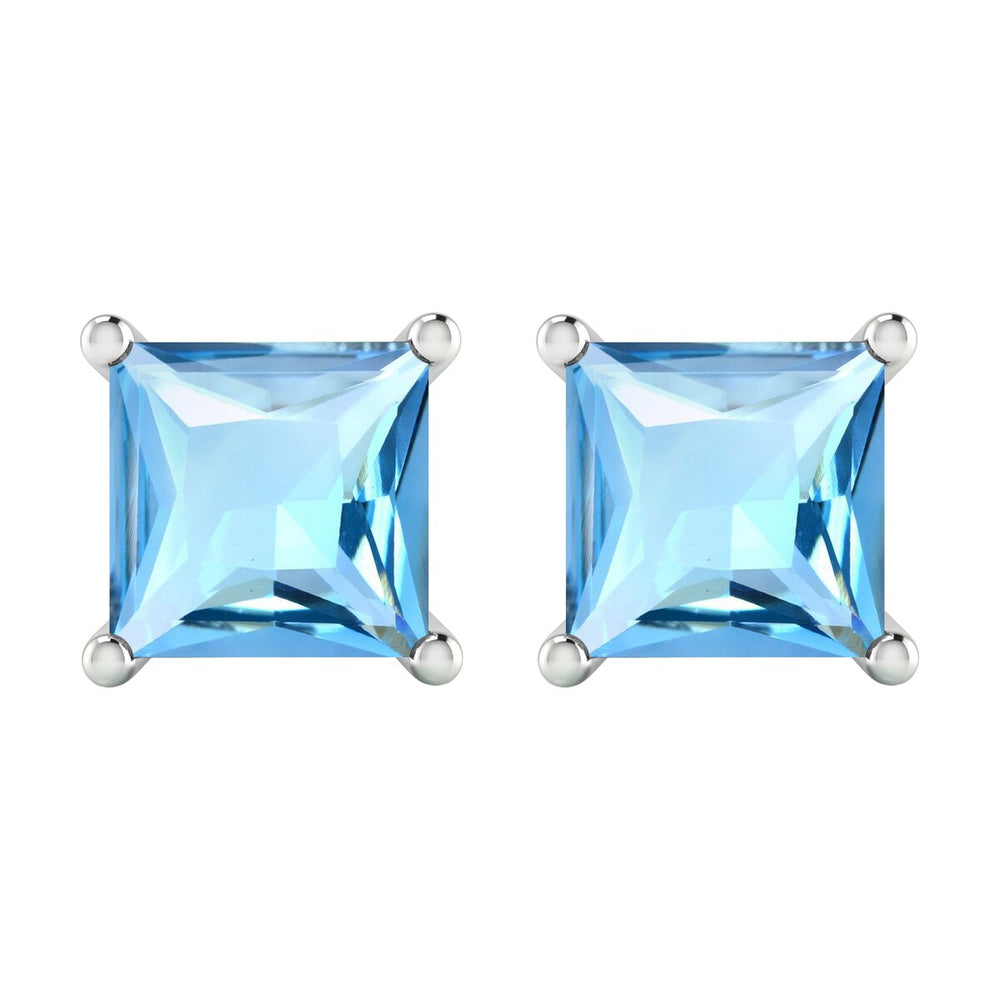 Sterling Silver Stud Earrings in Natural Sky Blue Topaz 2.75Ct Women Gifts