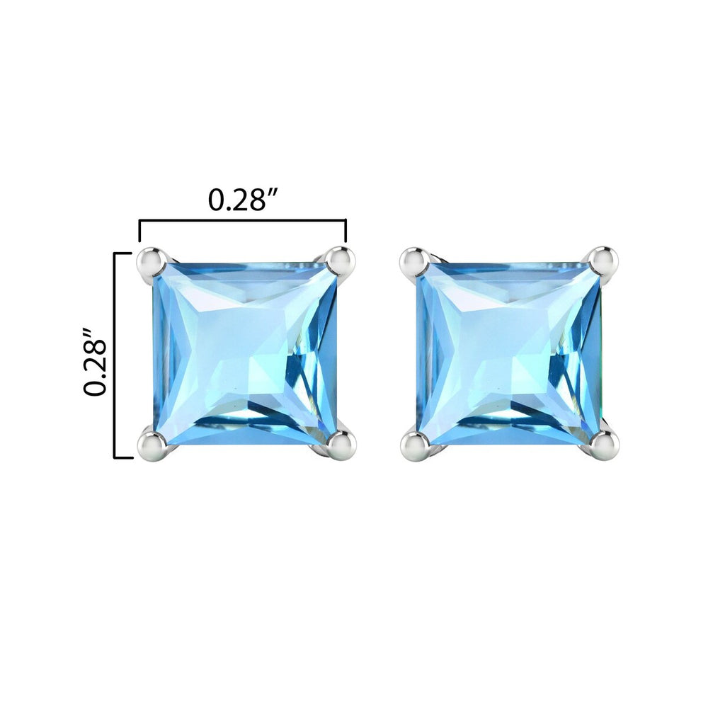 Sterling Silver Stud Earrings in Natural Sky Blue Topaz 2.75Ct Women Gifts