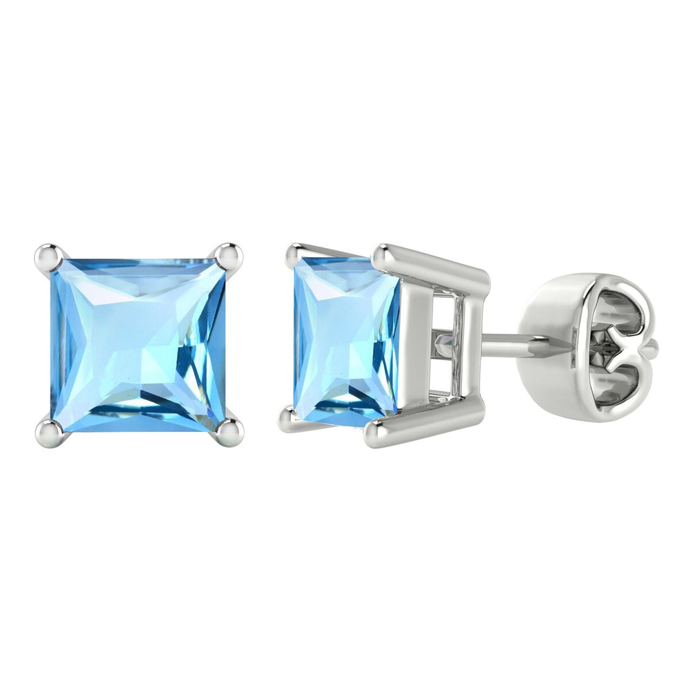 Sterling Silver Stud Earrings in Natural Sky Blue Topaz 2.75Ct Women Gifts