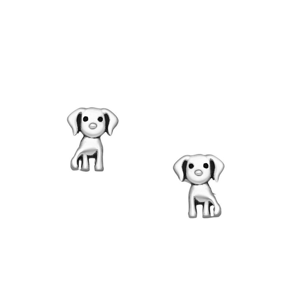 Sterling Silver Sweet Puppy Dog Stud Earrings