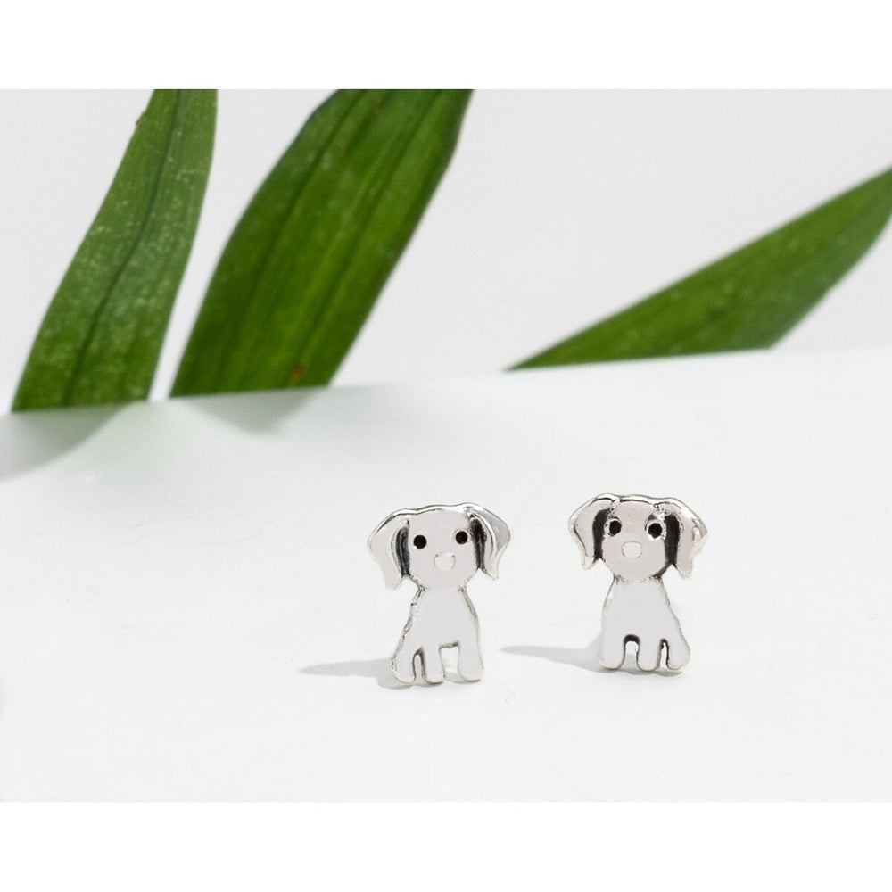 Sterling Silver Sweet Puppy Dog Stud Earrings