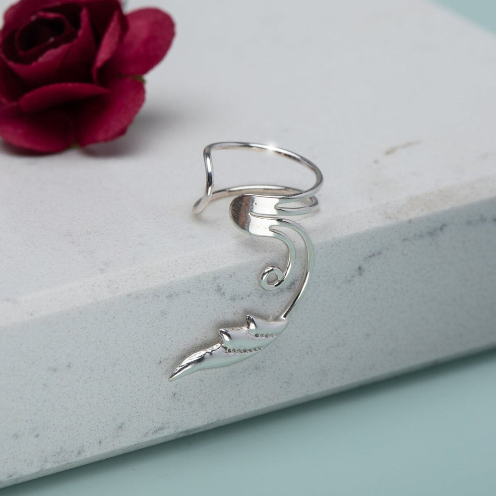 Sterling Silver Swirled Leaf Ear Cuff