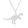 Sterling Silver T-Rex Pendant Necklace with Cubic Zirconia - White