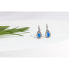 Sterling Silver Teardrop Huggie Earrings with Blue Lab-Created-Opal