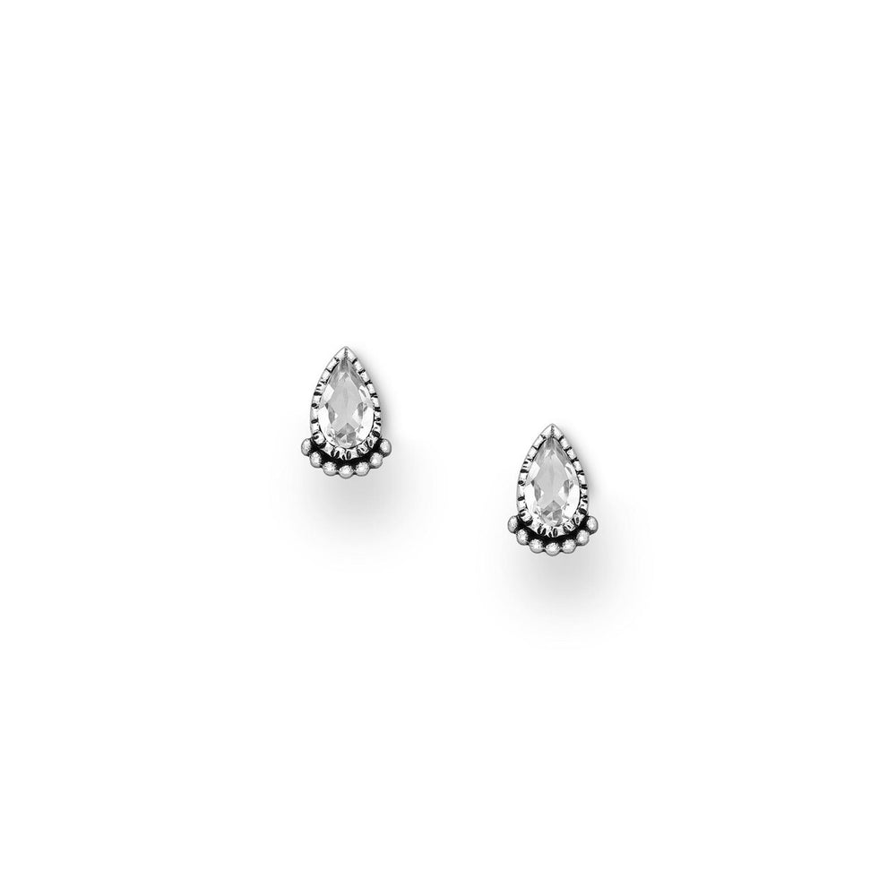 Sterling Silver Teardrop Stud Earrings with Cubic Zirconia