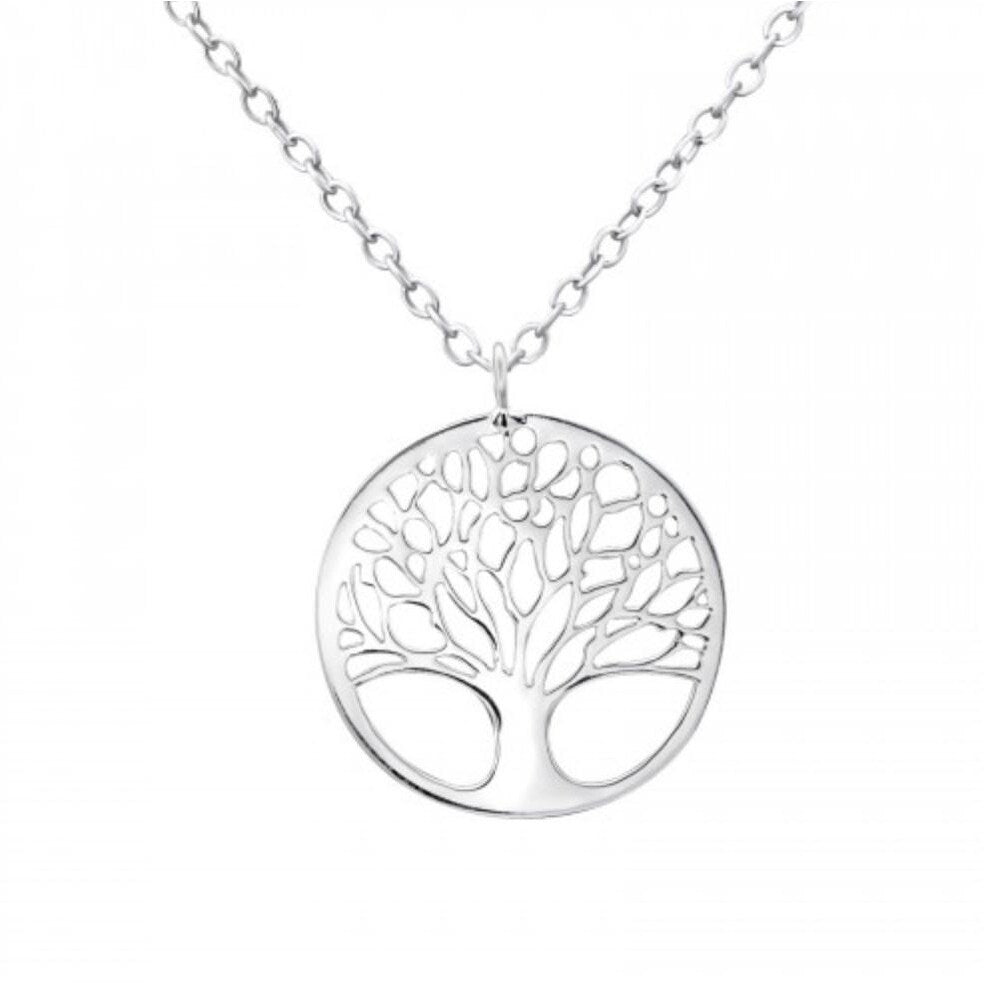 Sterling Silver Tree Of Life Pendant Necklace - Ag Sterling - White