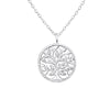 Sterling Silver Tree Of Life Round Pendant Necklace - White