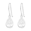 Sterling Silver Tree of Life Pear Drop Earrings