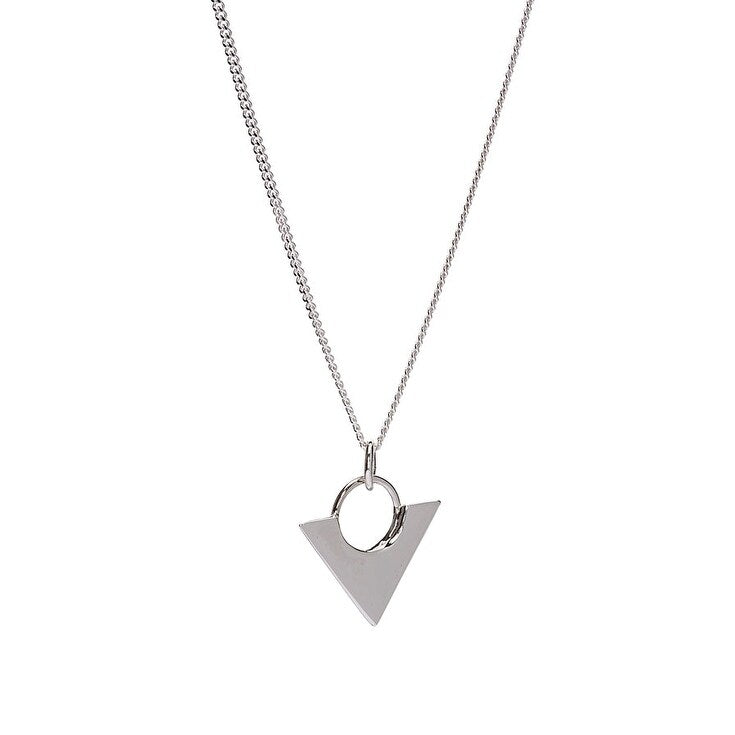 Sterling Silver Triangular Pendant Necklace - White