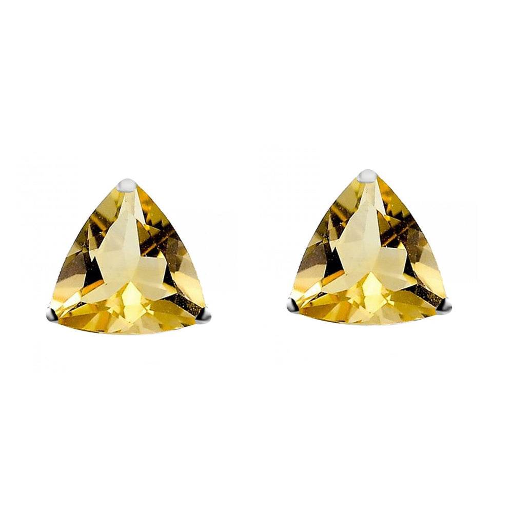 Sterling Silver Trillion 1.25Ct Natural Citrine Stud Earrings