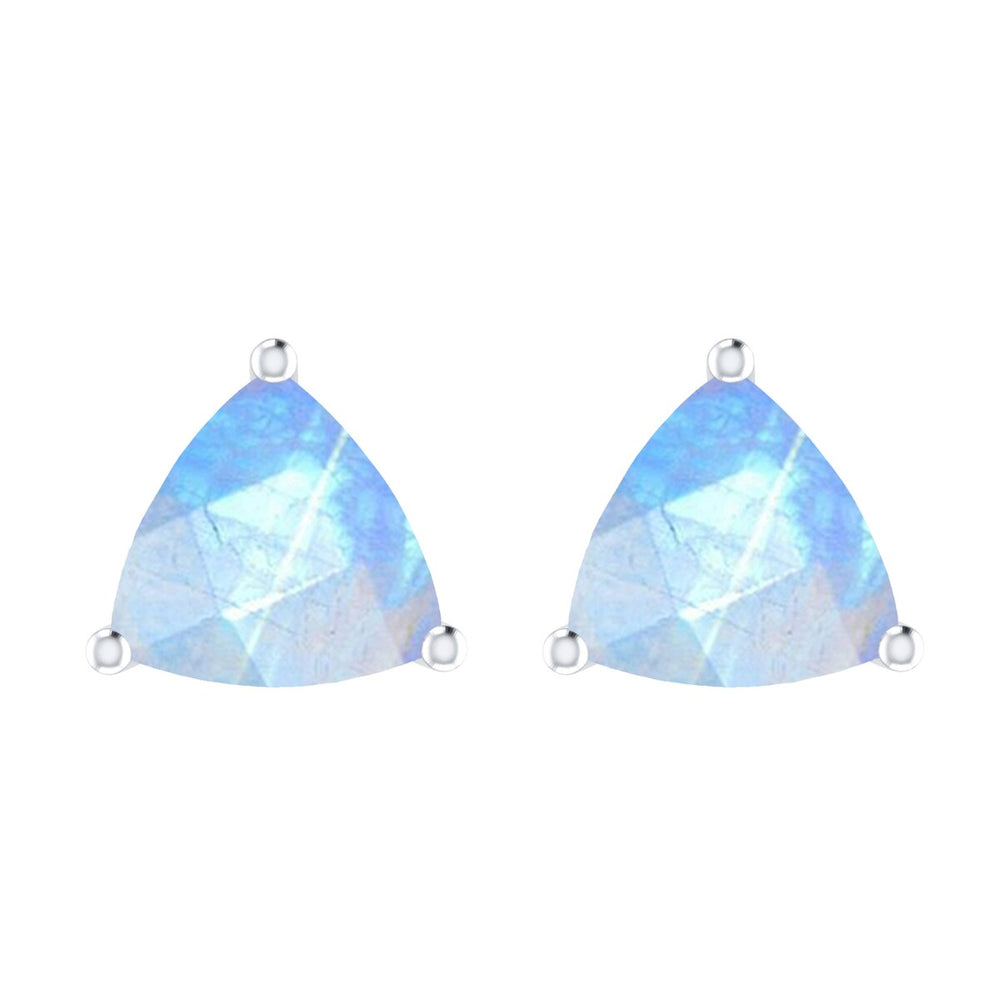 Sterling Silver Trillion Cut 4.00Ct Natural Moonstone Stud Earrings