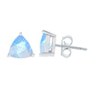 Sterling Silver Trillion Cut 4.00Ct Natural Moonstone Stud Earrings