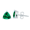 Sterling Silver Trillion Shape 3.00Ct Emerald Stud Earrings Gifts for Her