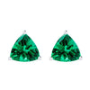 Sterling Silver Trillion Shape 3.00Ct Emerald Stud Earrings Gifts for Her