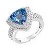 Sterling Silver 3.30CTTW Blue Topaz and White Topaz Halo Ring