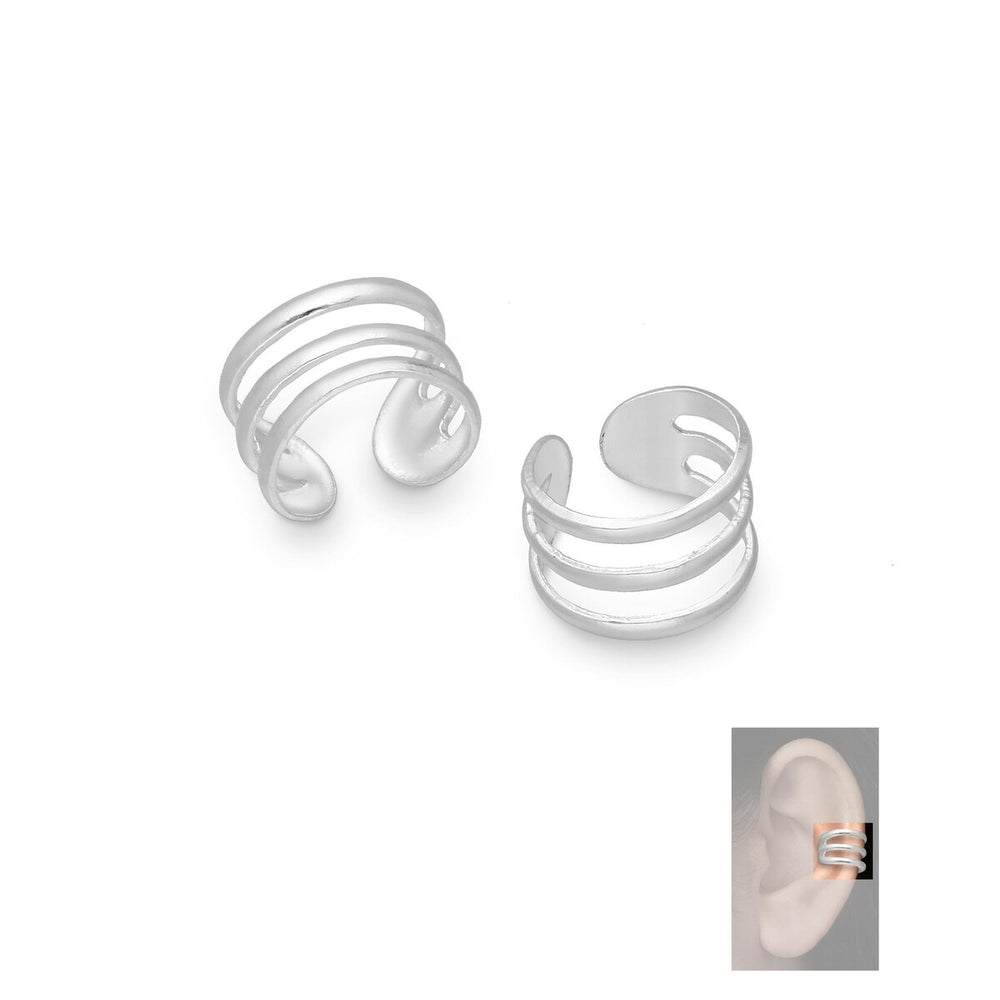 Sterling Silver Triple Band Ear Cuffs